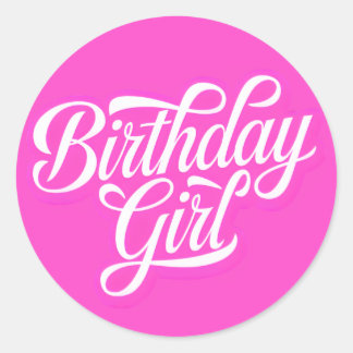 Pink Birthday Girl Runder Aufkleber