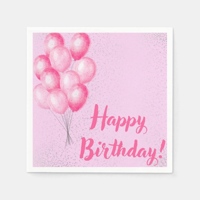 Pink Birthday Napkins Serviette (Vorderseite)