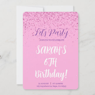 Pink Birthday Party Einladung individuell anpassba