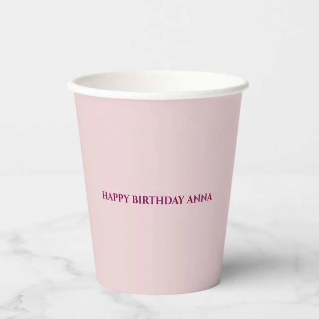Pink Birthday Party Paper Cups - Elegant & Spaß Pappbecher (Vorderseite)