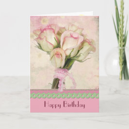 Pink Birthday Rose Bouquet Karte