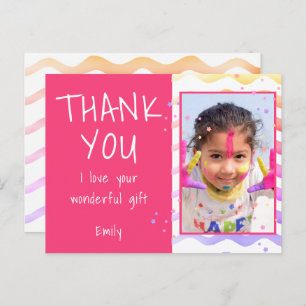 Pink Birthday Vielen Dank Girl Foto Card Postkarte