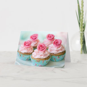 Pink Birthday, Wedding Cup Cakes Karte