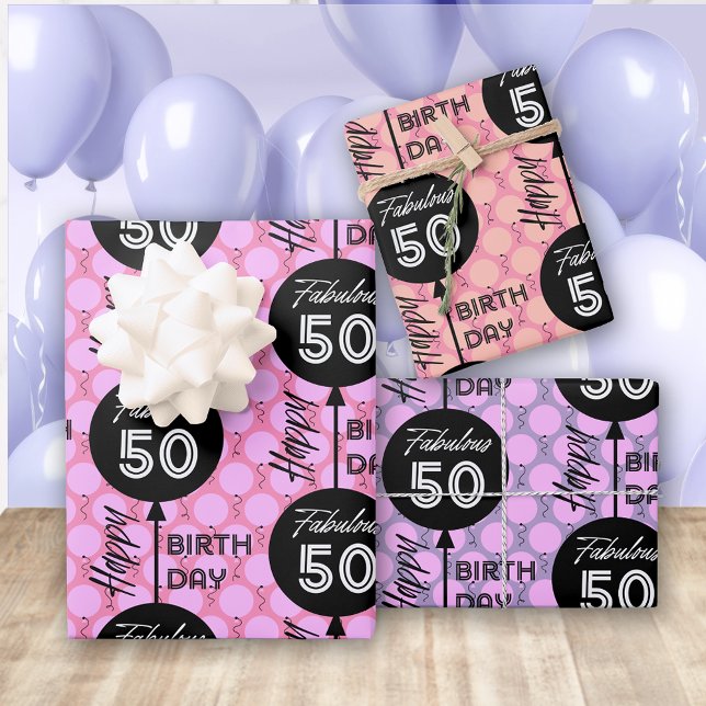 Pink Birthday Wrapping Paper Flat Sheet Set 3 Geschenkpapier Set (Von Creator hochgeladen)