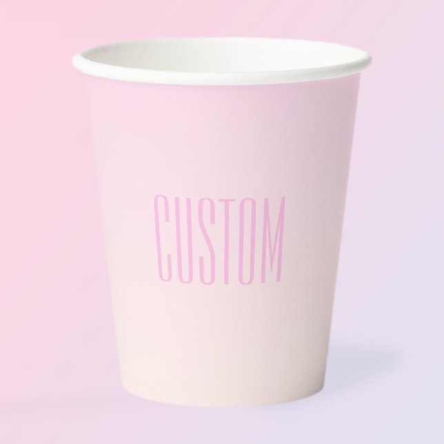 Pink bis Peach Sunset Ombre mit anpassbarem Text Pappbecher (Von Creator hochgeladen)