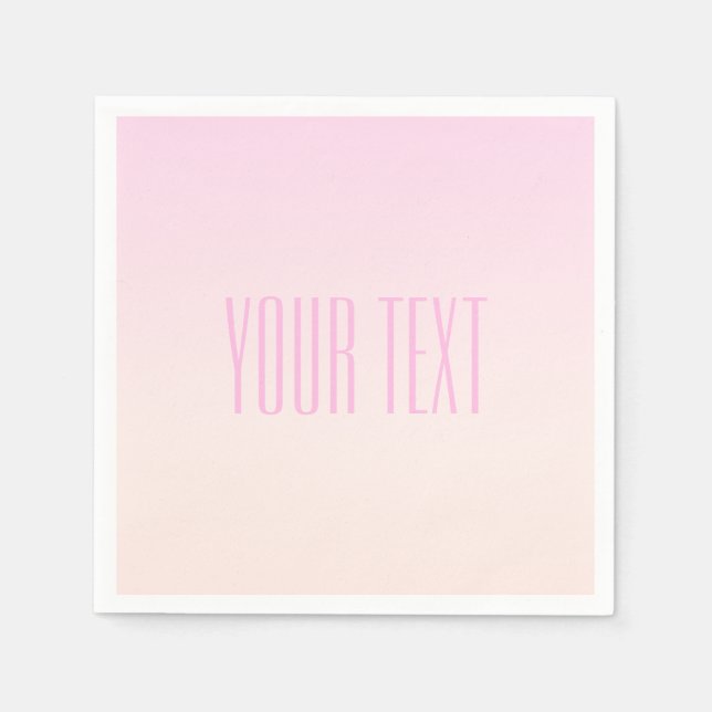 Pink bis Peach Sunset Ombre mit anpassbarem Text Serviette (Vorderseite)