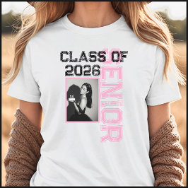 Pink & Black 1 Photo Class Of 2026 Graduate Tri-Blend Shirt