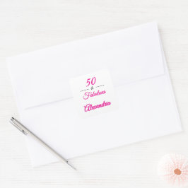 Pink Black 50 & Fabulous 50. Geburtstag  Quadratischer Aufkleber