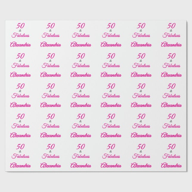 Pink Black 50 & Fabulous 50th  Birthday  Geschenkpapier (Flach)