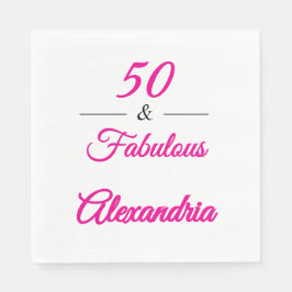 Pink Black 50 & Fabulous 50th Birthday Serviette