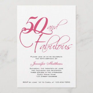 Pink Black 50. und Fabulous! Einladung zum Geburts
