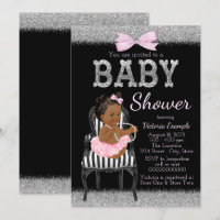 Pink Black and Silver Ethnic Girl Baby Dusche