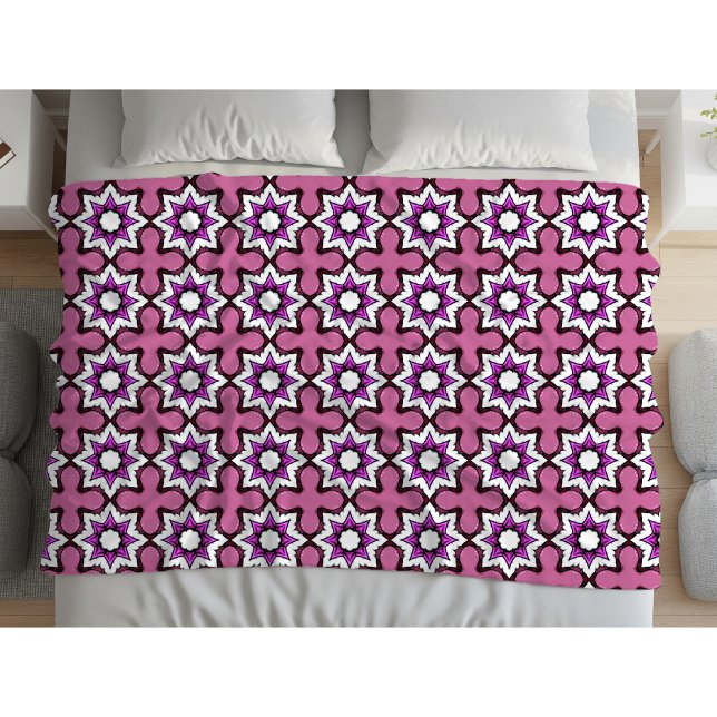 Pink, black and white geometric mandala fleecedecke (Von Creator hochgeladen)