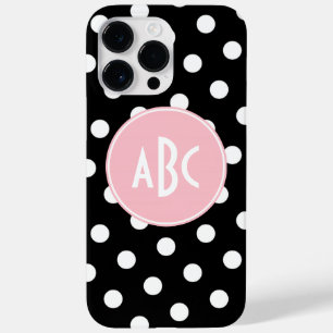 Pink Black and White Polka Dot Monogram Case-Mate iPhone Hülle