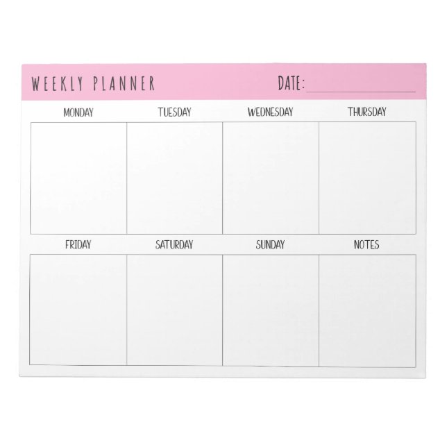Pink, Black and White, Weekly Planner, Notizblock (Vorderseite)