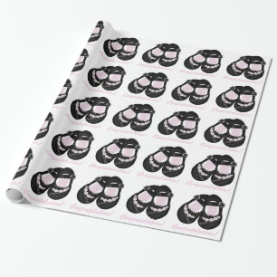 Pink Black Baby Shoes Babydusche Wrapping Paper Geschenkpapier
