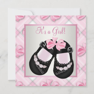 Pink Black Baby Shoes Pink Black Baby Girl Dusche Einladung