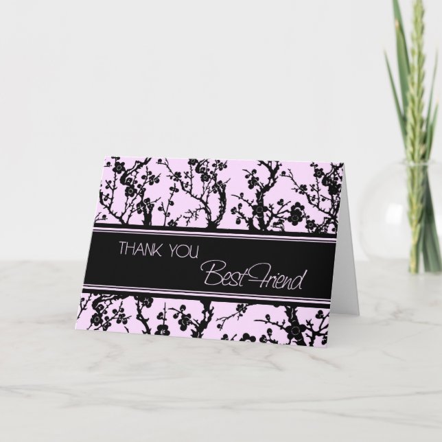 Pink Black Best Friend Bridesmaid Danke Karte (Vorderseite)