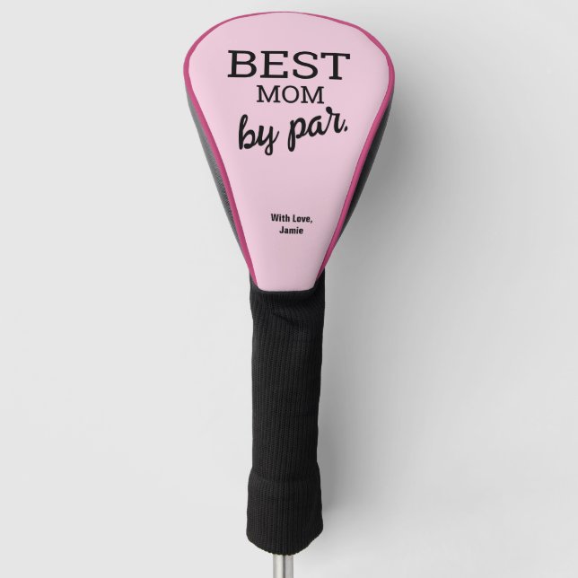 Pink black Best MAMA by par typography Custom Golf Headcover (Vorderseite)