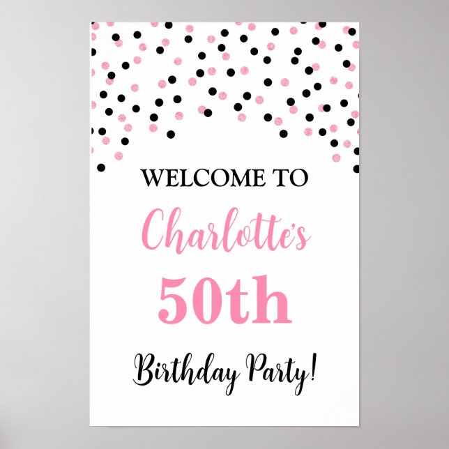 Pink Black Birthday Party Custom 20x30 Poster (Vorne)
