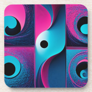 Pink Black Blue Geometric Getränkeuntersetzer