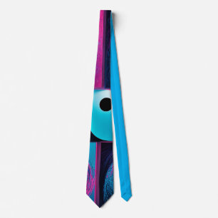Pink Black Blue Geometric Krawatte