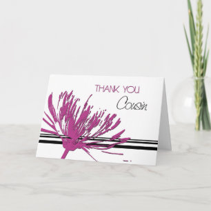 Pink Black Blume Cousin Danke Bridesmaid Card
