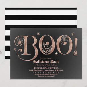 Pink & Black BOO Elegantes Halloween-Kostüm-Party Einladung