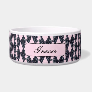 Pink Black Bow Dog Napf