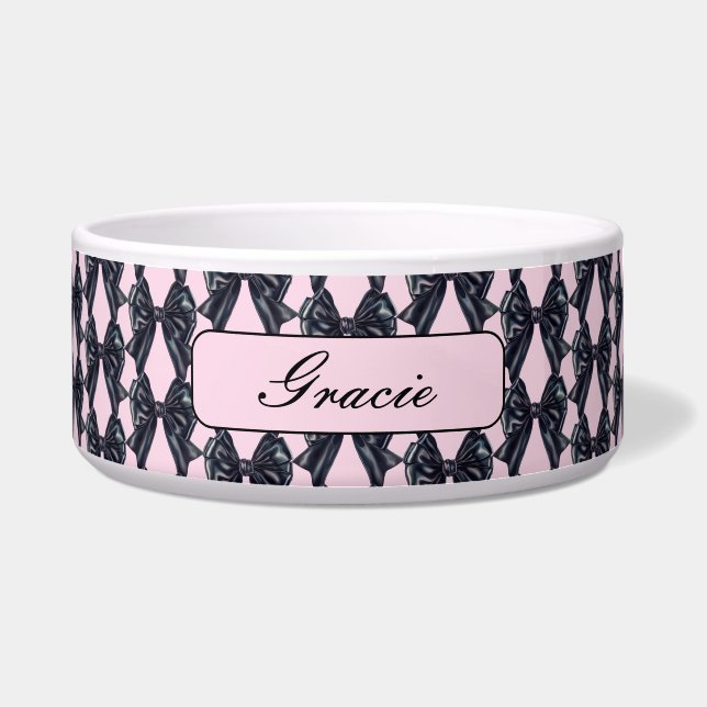 Pink Black Bow Dog Napf (Vorderseite)