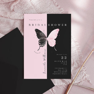 Pink Black Butterfly Bridal Dusche Einladung