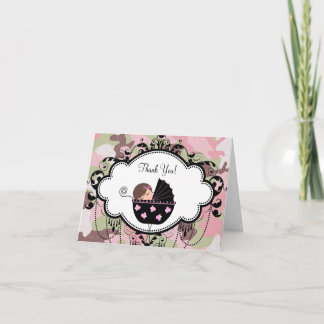 Pink Black Camouflage Baby Vielen Dank Karten