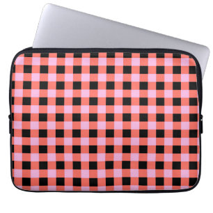 Pink Black Checkered Gingham Pattern Laptopschutzhülle