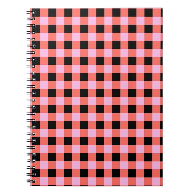 Pink Black Checkered Gingham Pattern Notizblock (Vorderseite)