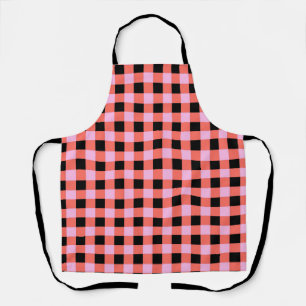 Pink Black Checkered Gingham Pattern Schürze