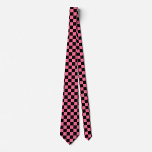 Pink Black Checkered Karo Pattern Krawatte