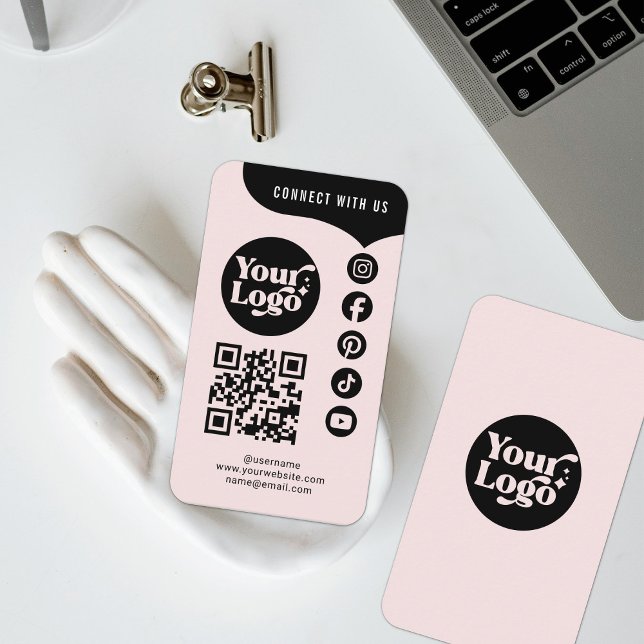 Pink Black Connect mit QR Code 5 Social Media Visitenkarte (Von Creator hochgeladen)