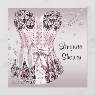 Pink Black Corset Lingerie Brautparty Einladung