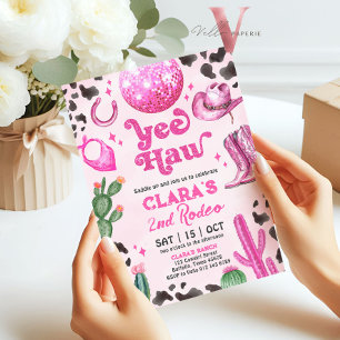 Pink Black Cowgirl JEDES ALTER Rodeo Birthday Einl Einladung
