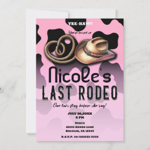 Pink & Black Cowgirl Letztes Rodeo Junggesellinnen Einladung