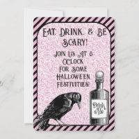 Pink Black Crow Raven Halloween