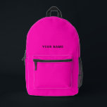 Pink Black Custom Name Backpack Bedruckter Rucksack<br><div class="desc">Easily personalize this simple and cool backpack adding your name or custom text. A cool and modern design in pink and black featuring clear sans serif font, for a modern, professional and edgy look, perfect as custom gift for college students, high school, kids. The backpack can be customized in any...</div>