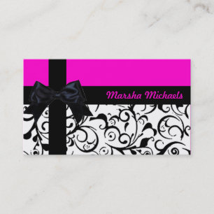Pink Black Damask Band benutzerdefinierte Visitenk Visitenkarte