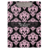 Pink & Black Damask Chic Elegantes Glam Personalis
