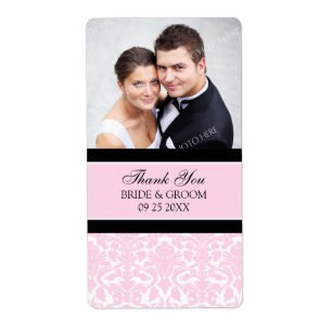 Pink Black Damask Foto Hochzeitsmarken