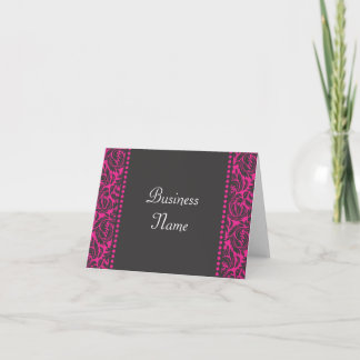 Pink & Black Damask Note Card Karte