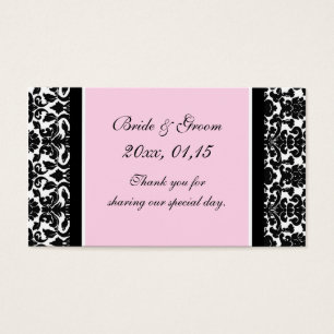 Pink Black Damask Wedding Favor Tags
