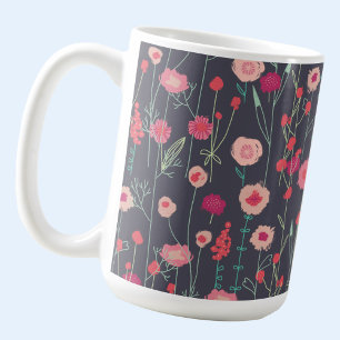 Pink Black Dark Boho Floral Kaffeetasse