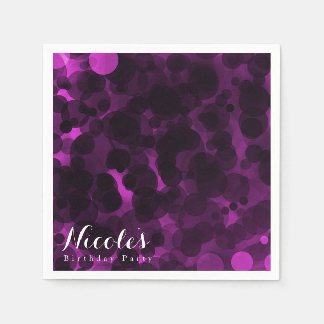 Pink & Black Dots Modernes Party mit individuellem Serviette (Vorderseite)