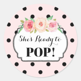 Pink Black Dots Sie ist bereit zum Pop Liebesmarke Runder Aufkleber